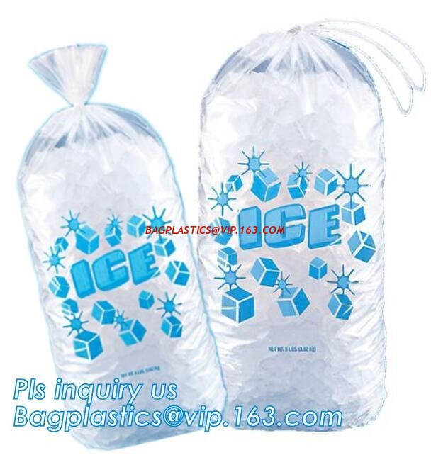 Ldpe disposable Plastic drawstring 10 Lb ice bags, Reusable FDA Safe