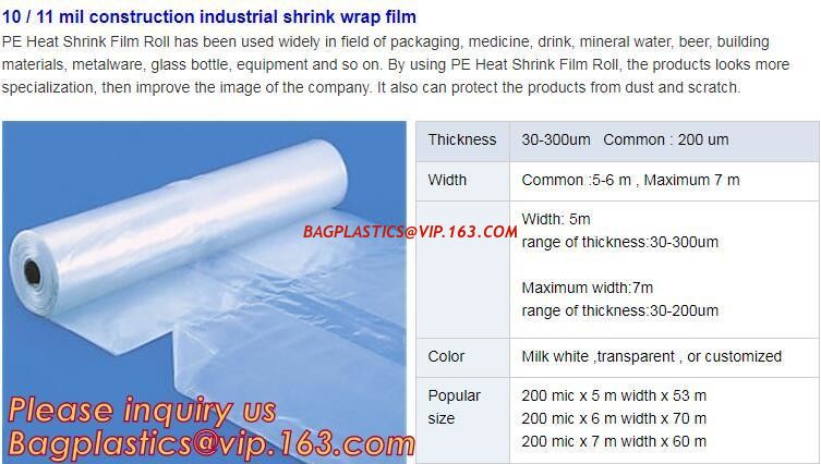 Hot Sale Construction Plastic Film 10 11 Mil Construction Industrial Shrink Wrap Film Construction Builder S Film Pack