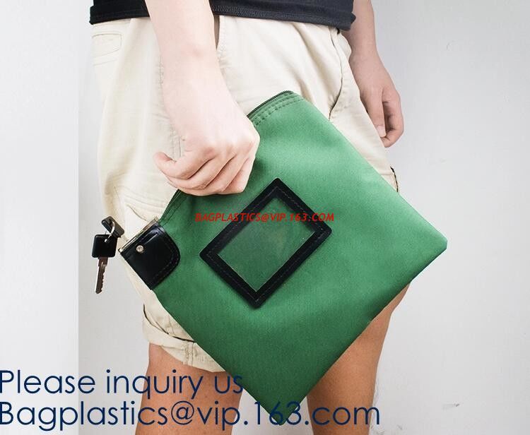 Custom Logo Security Money Pouch Utility Bank Deposit Bag with Zipper pouch case bag,Portable ...
