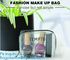 Promotion reusable clear printed transparent zipping storage cosmetic toiletry pvc makeup bag for travel make up, handle supplier