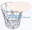 Wooden top metal wire coffee table design, customized design size wire coffee side tables, Black iron base and transpare supplier