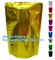 Aluminum Foil Flexible Metallized Flat Pouch Packaging Bags, Doypack chips, Resealable Mylar Stand Up Pouch supplier