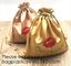 Shinny Golden Satin Drawstring Bag With Rose Gold Printing,Satin Pouch With Ruffle,Small Colorful Thick Satin Drawstring supplier