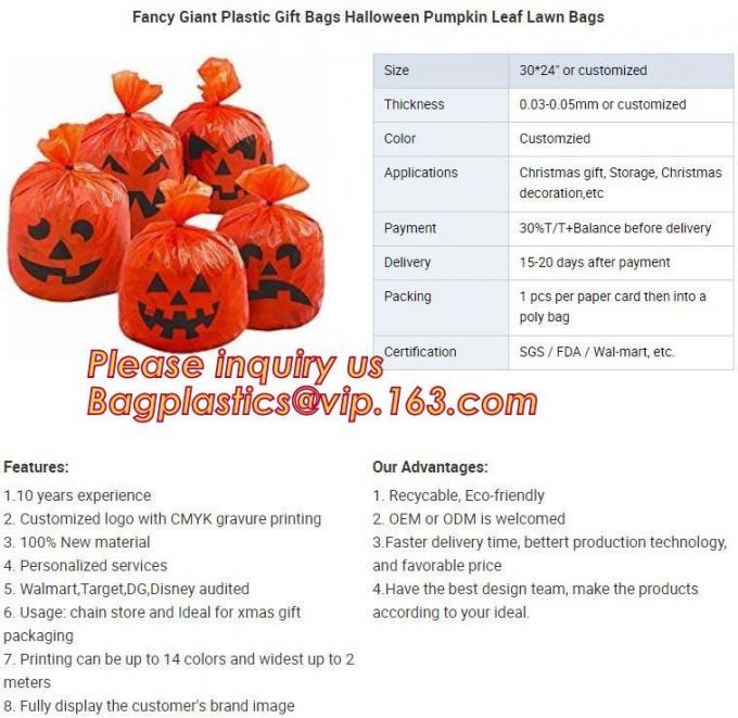 halloween pumpkin bag/ Halloween ghost leaf bags / large halloween gift bag,Garden Halloween Leaf Bags Giant Pumpkin Law