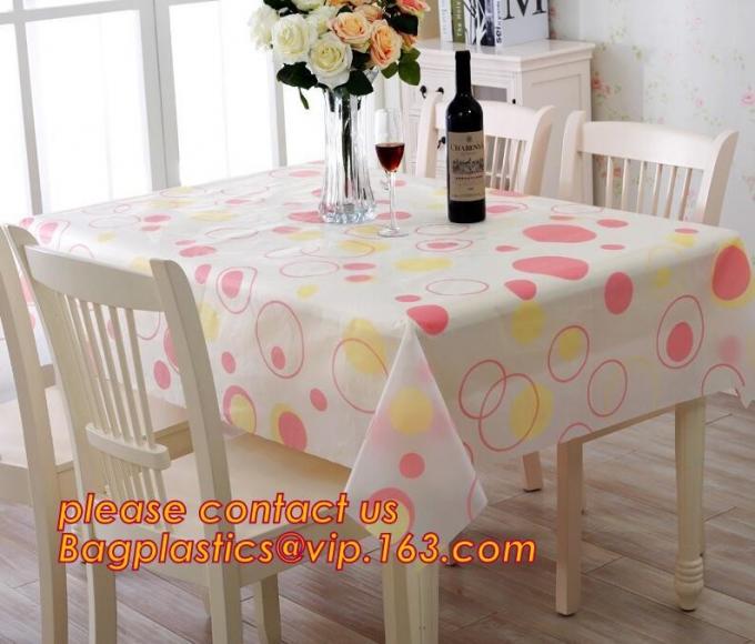 Polka Dots Banquet Plastic Tablecloths Table Cover Wedding Party Decorations, plastic oval table tablecloth PVC waterpro