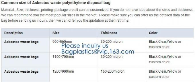 Heavy Duty Construction Plastic Asbestos Bag Waste Bag,Heavy Duty Disposal Polythene bags For Asbestos Removal BAGEASE