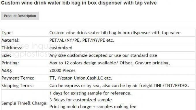 3L ,5L ,10L ,20 L Wine Dispenser Packaging Bag milk Spout bib Bag In Box,butterfly valve box bag/juice plastic BIB bag i