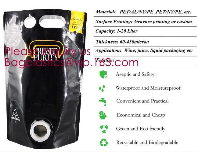 3L ,5L ,10L ,20 L Wine Dispenser Packaging Bag milk Spout bib Bag In Box,butterfly valve box bag/juice plastic BIB bag i