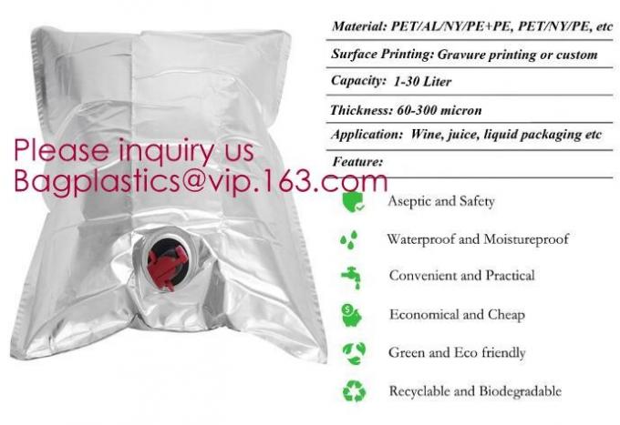 3L ,5L ,10L ,20 L Wine Dispenser Packaging Bag milk Spout bib Bag In Box,butterfly valve box bag/juice plastic BIB bag i