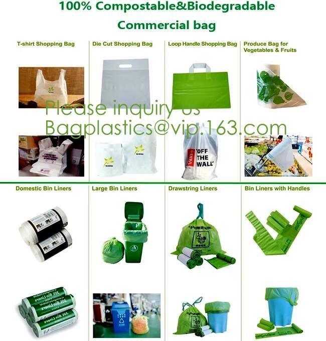 Drawstring Drawtape liner sacks, sachets, closure,shopping biodegradable compostable clear plastic grocery shopping bag,
