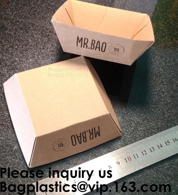 Disposable F Flute Corrugated Kraft Paper Food Tray For Hot Dog Burger Fries Triangle Packaging Pizza Box, Bagease, Bagp