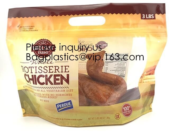 Zipper Hot Chicken Bags/ Roasted Chicken Packaging Bag With Window