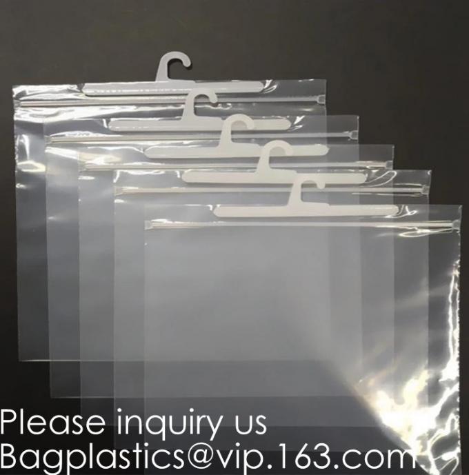 Biodegradable Compostable pac Hanger Garment Underwear Clothes Package Hanging Hook Plastic Bag With Self-Adhesive Seal