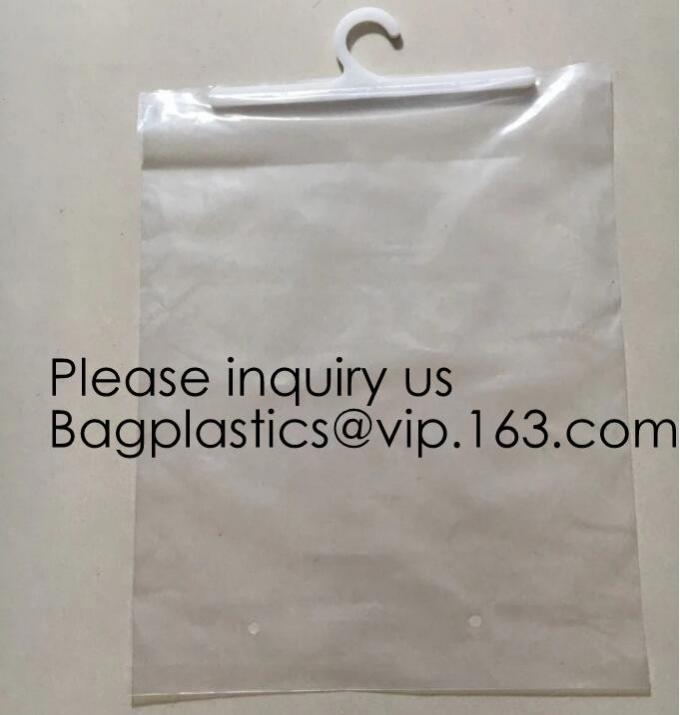 Biodegradable Compostable pac Hanger Garment Underwear Clothes Package Hanging Hook Plastic Bag With Self-Adhesive Seal