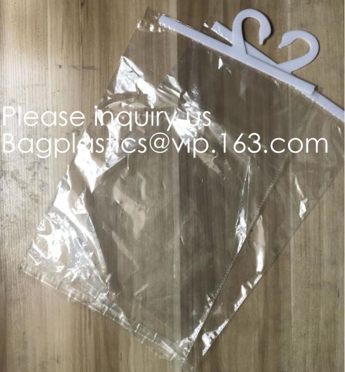 Biodegradable Compostable pac Hanger Garment Underwear Clothes Package Hanging Hook Plastic Bag With Self-Adhesive Seal
