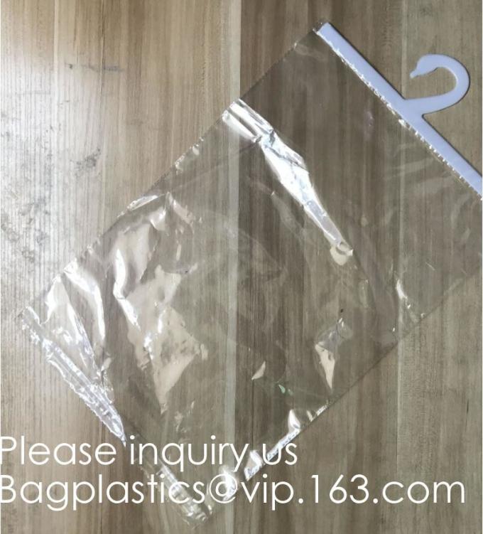 Biodegradable Compostable pac Hanger Garment Underwear Clothes Package Hanging Hook Plastic Bag With Self-Adhesive Seal