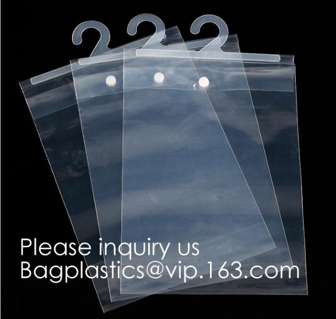 Biodegradable Compostable pac Hanger Garment Underwear Clothes Package Hanging Hook Plastic Bag With Self-Adhesive Seal