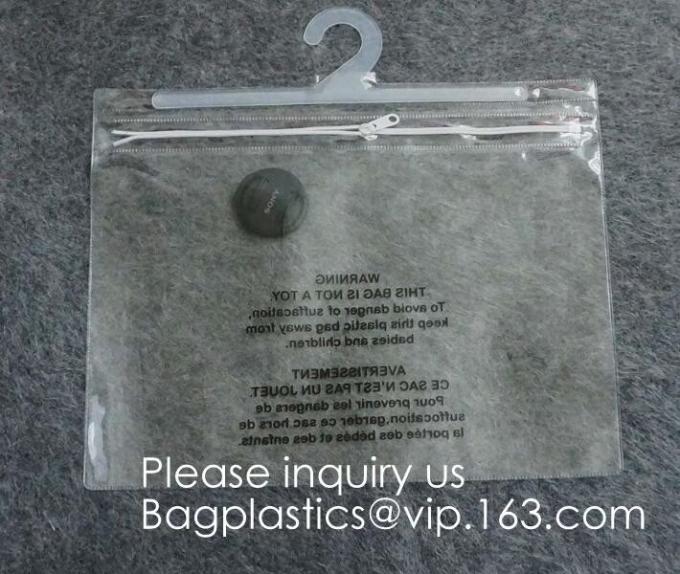 Biodegradable Compostable pac Hanger Garment Underwear Clothes Package Hanging Hook Plastic Bag With Self-Adhesive Seal