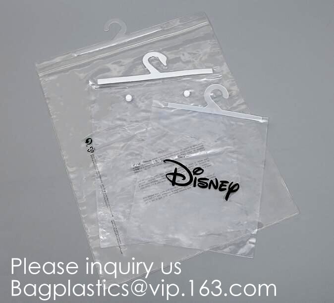 Biodegradable Compostable pac Hanger Garment Underwear Clothes Package Hanging Hook Plastic Bag With Self-Adhesive Seal
