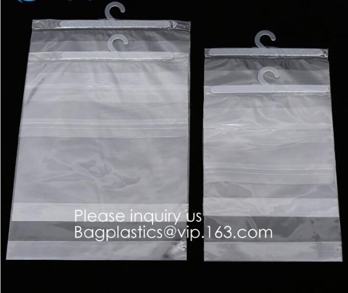 Biodegradable Compostable pac Hanger Garment Underwear Clothes Package Hanging Hook Plastic Bag With Self-Adhesive Seal