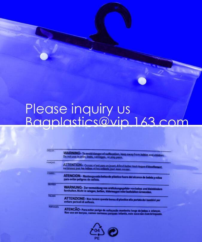 Biodegradable Compostable pac Hanger Garment Underwear Clothes Package Hanging Hook Plastic Bag With Self-Adhesive Seal