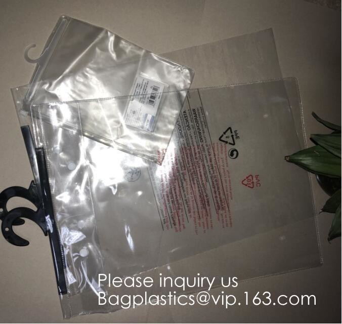 Biodegradable Compostable pac Hanger Garment Underwear Clothes Package Hanging Hook Plastic Bag With Self-Adhesive Seal