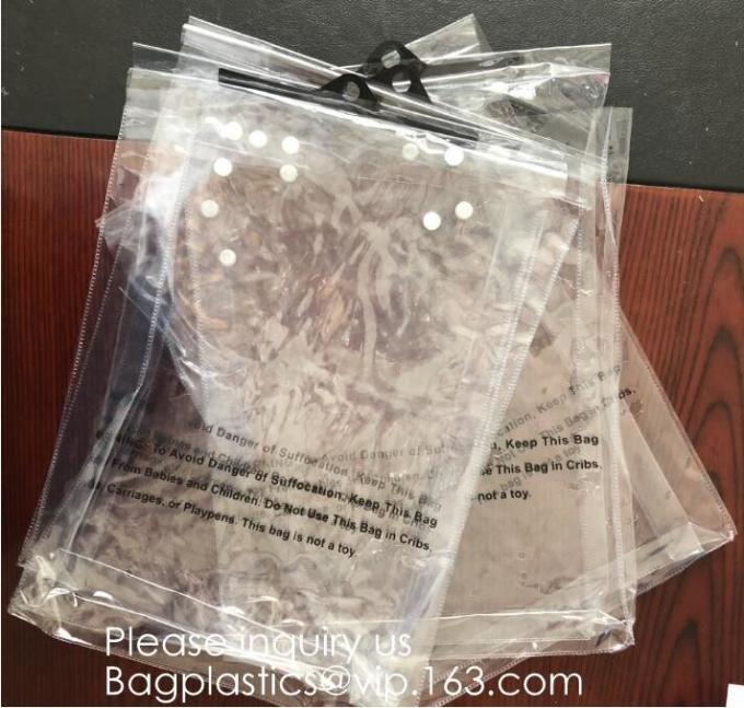 Biodegradable Compostable pac Hanger Garment Underwear Clothes Package Hanging Hook Plastic Bag With Self-Adhesive Seal