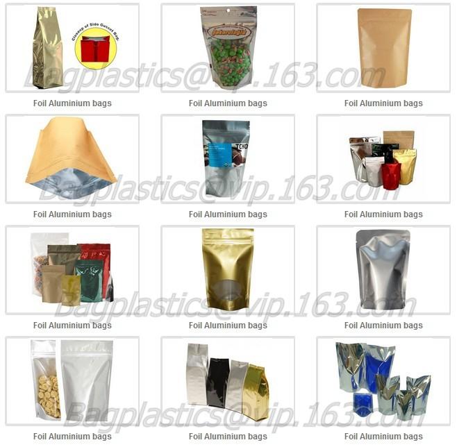 Printed Custom Plastic Green Tea Bag, Flat Bottom Metalized Skinny Tea Packing Pouches Metalized Zipper Pouches Stand Up