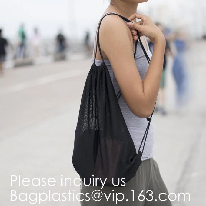 Drawstring Bag with Cord Lock and White Sturdy Mesh Material for