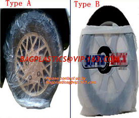 China Heavy duty wheel bag masker tire storage bag, Disposable PE plastic tyre bag on roll, Tire storage bag disposable tyre c supplier