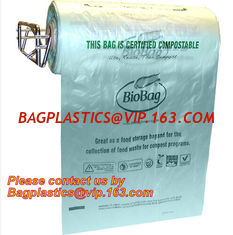 China OEM/ODM accepted printed compostable die cut plastic trash bags, EN13432 BPI OK Home ASTM D6400 certified cheap price supplier