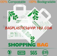 China Promotional White EN13432 Certified Compostable shopping bag for supermarket, 100% compostable plastic t-shirt shopping supplier