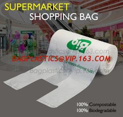 China Cornstarch 100% biodegradable compostable shopping bag on roll, compostable 100% biodegradable shopping bags with EN1343 supplier