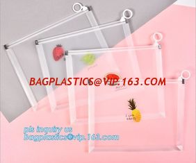 China Custom Packaging Clear PVC Jelly Bag with Plastic Slider k PVC Storage Cosmetics Packing Bag, white logo small pla supplier