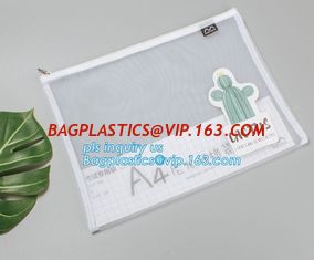 China Fashion Colored Mesh Office Stationery A4 Clear Folder with Zipper, Promotional Customize Logo A4 A5 pvc zipper document supplier