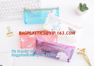 China Vinyl Clear PVC Cosmetic Bag in Slider Zipper Toiletry Travel Packaging Bag, pvc slider zipper bag, PE/EVA plastic reclo supplier