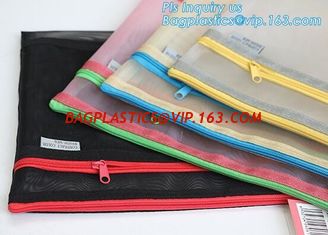 China k document file bag, Document File Folder /Document Bag, Mesh pattern plastic zip bag with handle file bag, slider supplier