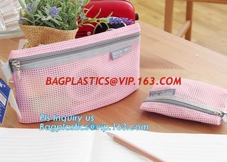 China zipper lock file document mesh bag, A6 transparent zipper mesh document file stationery bag, zip Lock File Bags Stationa supplier