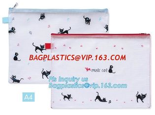 China pen folder bag for holding small stationery, plastic mesh zipper document bag, Student A4/A5/A6 Notebook Document File P supplier