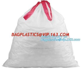 China Customized biodegradable compostable Drawstring garbage bag, compostable garbage bags on roll with drawstring, draw tape supplier