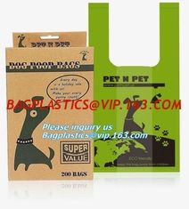 China pet garbage bags/pet waster bags/high quality compostable dog poop bags, cornstarch 100% compostable biodegradable dog p supplier