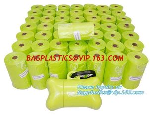 China Disposable PE gloves Dog poop picker bags plastic cleaning gloves, bags on roll with dispenser and leash clip supplier