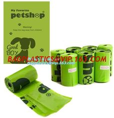 China pet supplies products biodegradable plastic compostable pet poop bags, leak-proof dog poop bag on roll, refill bags with supplier