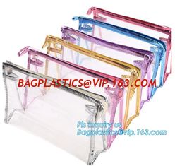 China Clear PVC Makeup Bag With Button Closure Slider Cosmetic Packaging Bags, cosmetic packaging slider bag with custom logo, supplier