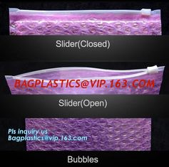 China PE zipper bubble k bag with custom printed logo, Bubble Bag With Slider, Padded Pink Ziper Lock PE Bag, slider zip supplier
