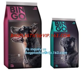 China Stand up pouch with zipper and window for dog food packaging, chicken jerkey bag, 10kg Custom Printed slider Flat Bottom supplier