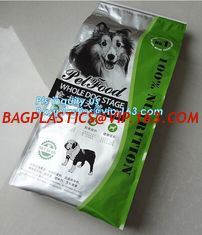 China Slider Zipper Large Plastic Animal Pet Food Packaging Bag With Print, side gusset slider 15 kg pet food bag with slider supplier