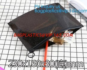 China slider zip lock black zip lock bag, nylon zipper pouch travel toiletry makeup PVC cosmetic bag, zipper and slider OEM or supplier