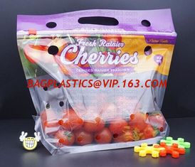 China fruit packaging bag for strawberry/cherry/blueberry, printed zipper strawberry food grade packaging bag with zipper, Rec supplier