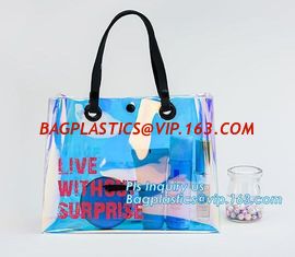 China custom pvc handle bag,pvc gift bag, packaging packing handle bag with button close, vinyl clear pvc tote bags, Reusable supplier
